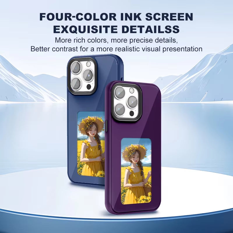 NFC 16Promax Iphone Case E-Ink Screen Four Colors Image Transmission for Iphone 15 14 13 Pro Max DIY Cases Battery Free
